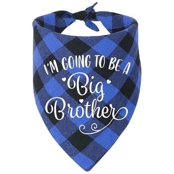 I'm Going to Be a Big Brother Dog Bandana - Plaid Scarf for Medium Large Breeds