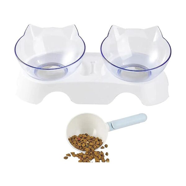 Inclined Cat Food Water Bowls with 15deg Tilted Stand for Cats and Small Dogs