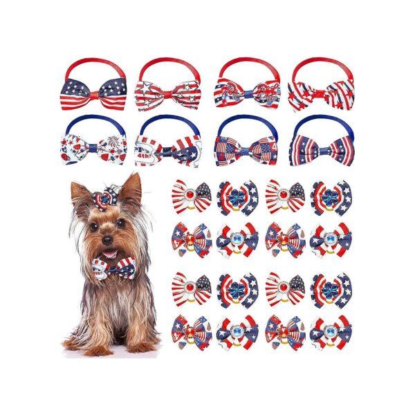 Independence Day Pet Hair Bows and Bow Ties for a Patriotic Look