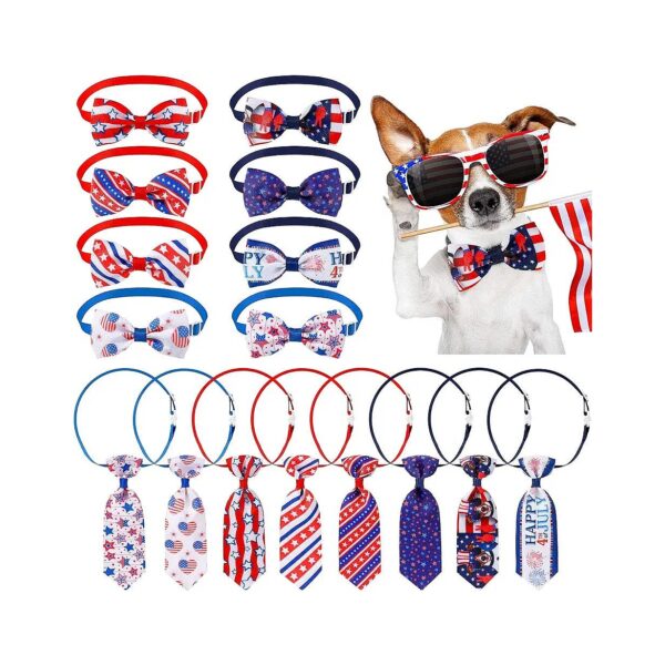 Independence Day Themed Pet Bow Ties and Neckties for Dogs and Cats