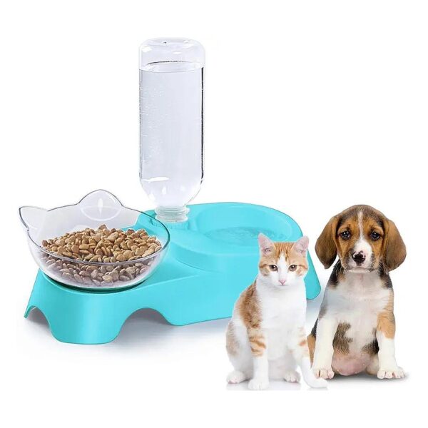 Innovative 2-in-1 Food and Water Bowl Set for Small Dogs and Cats with 15deg Angle