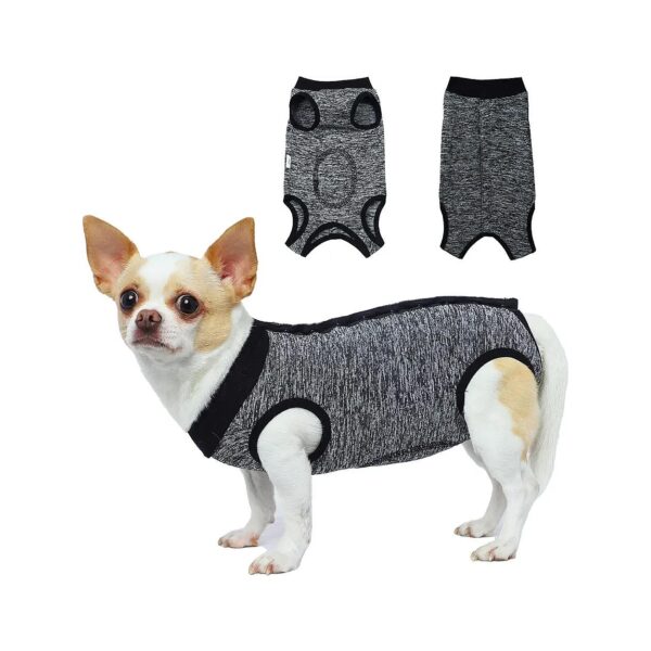 Innovative Design Surgical Recovery Suit for Small Cats Dogs XX-Small Black Gray