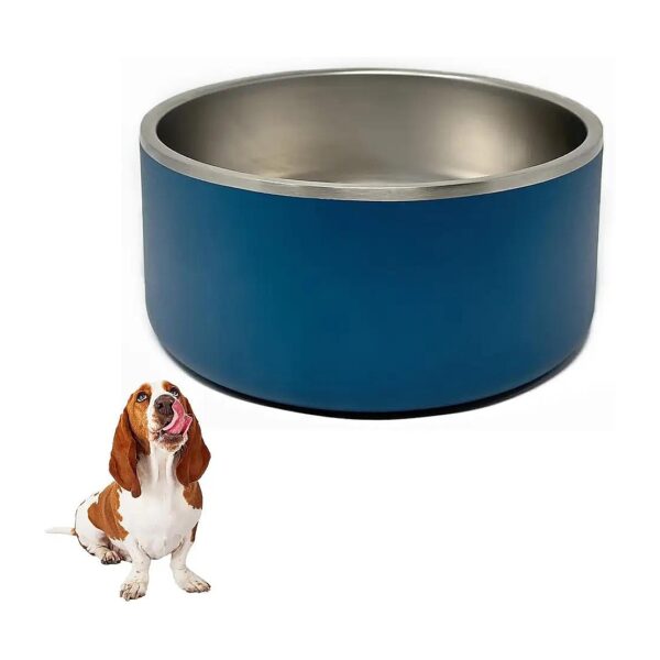 Insulated Dog Bowl with Nonslip Base and Easy Clean Design Lake Blue 64 Oz