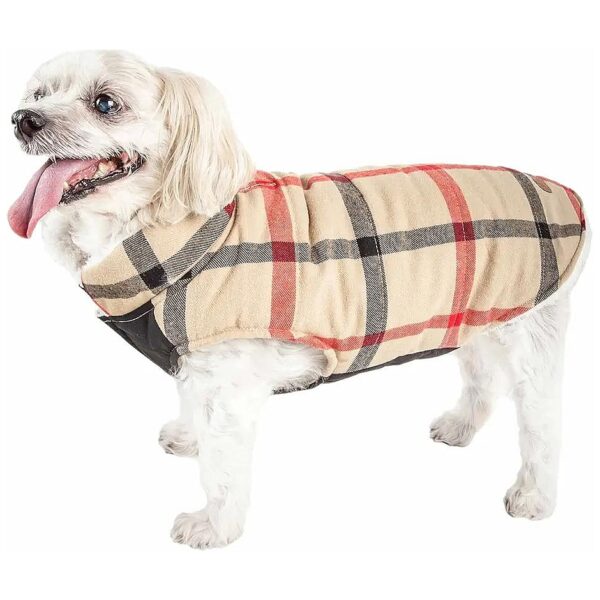 Insulated Reversible Sherpa Plaid Dog Coat for Small Medium Large Dogs