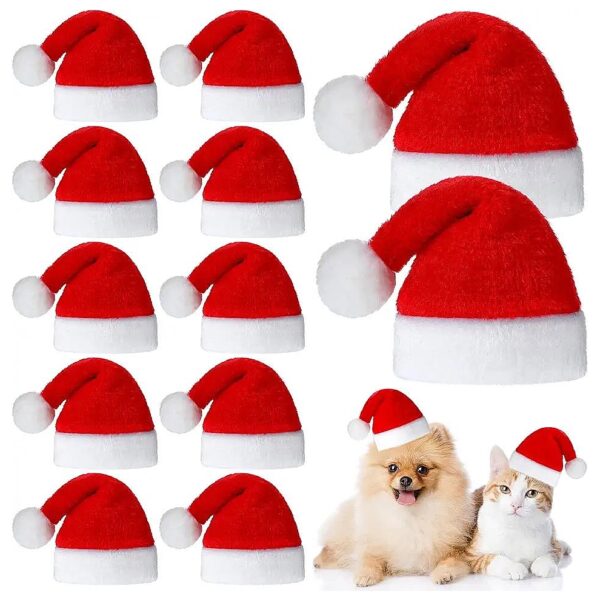 Insulated Soft Plush Dog and Cat Christmas Hats for Small Pets