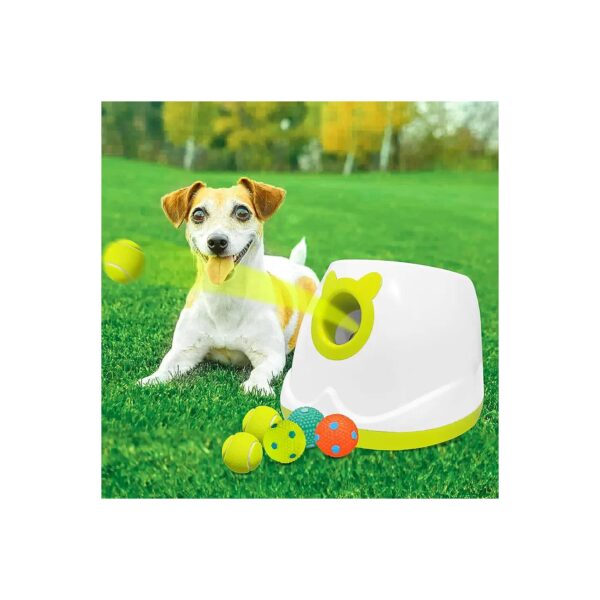 Interactive Dog Toy for Small Dogs Including Ball Launcher and 6 Mini Tennis Balls