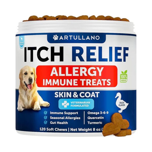 Itchy Skin Relief Chews for Dogs with Seasonal Allergies and Omega 3