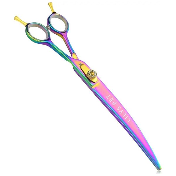 Japanese High-End Stainless Steel 8-Inch Curved Pet Grooming Scissors with Rainbow Color