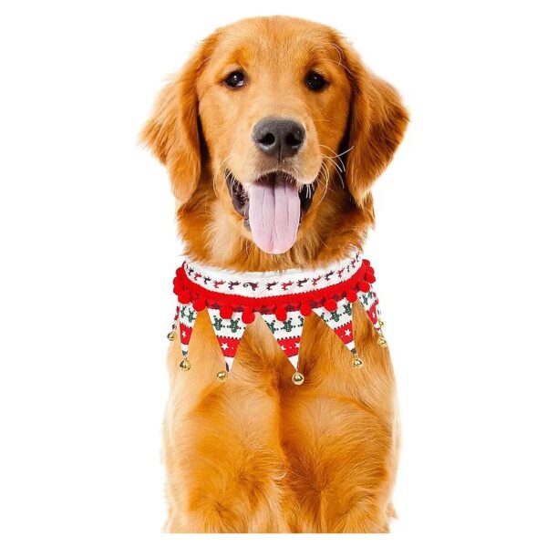 Jingle Bell Dog Collar Christmas Holiday Pet Costume Bandana Scarf for Large Breed Dogs