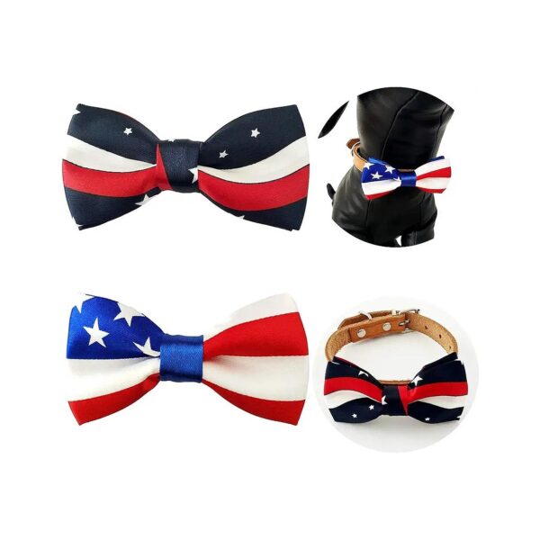 June 14 July 4th Holiday Party Grooming Accessories Small Dogs Cats US Flag Bowties