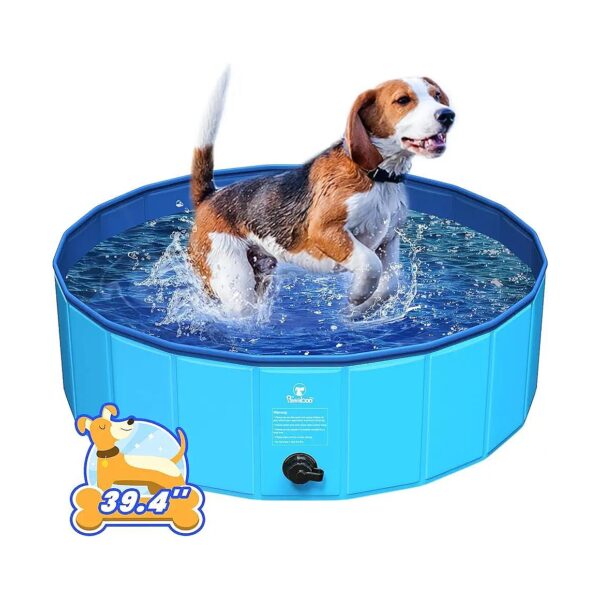 KC 39x12 Inch Foldable Dog Pool, Collapsible Pet Bath Tub, for Indoor and Outdoor Use