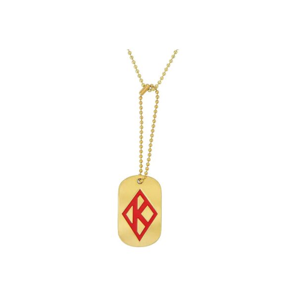 Kappa Alpha Psi Fraternity Gold Diamond Dog Tag Necklace with Desert Cactus Crest Design