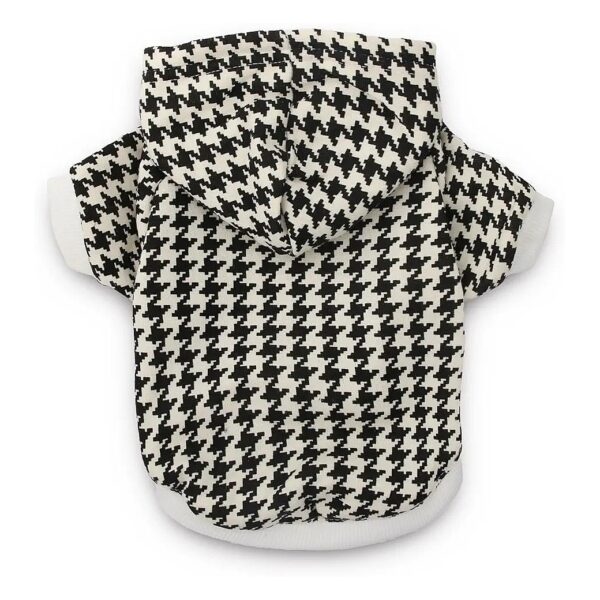 Keep Your Puppy Warm and Stylish Dog Houndstooth Hoodie for Small Dogs