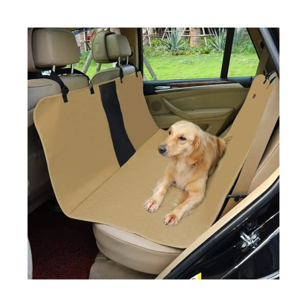 Khaki Dog Car Seat Cover Waterproof Protection Backseat Hammock for Standard Cars