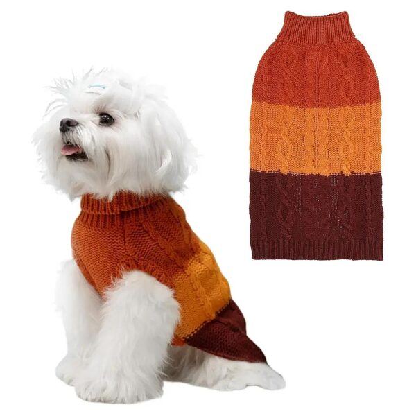 Knitwear Dog Sweaters for Small Dogs Fall Clothing, Cable Knit Design Medium Orange