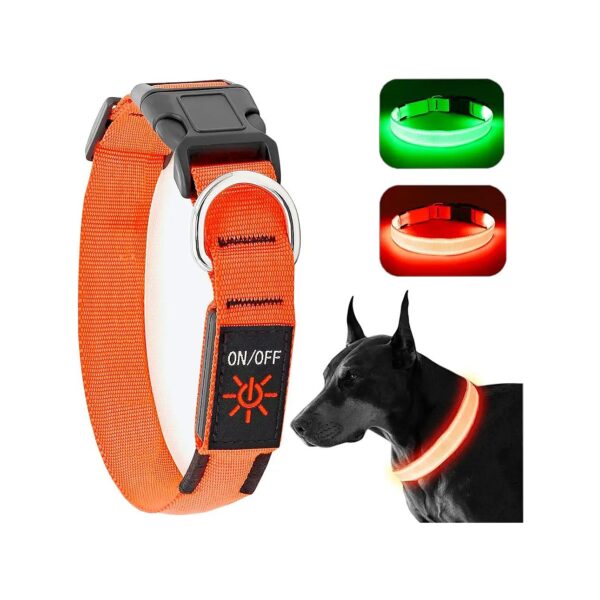 LED Light Dog Collar with Automatic Safety Feature for Medium Large Dogs