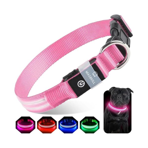 LED Light up Dog Collars for Medium and Large Dogs with Easy Charging