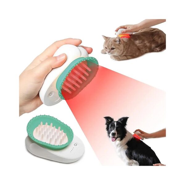 LED Pet Brush for Cats and Small Dogs with Soft Silicone Bristles and Deshedding Tool