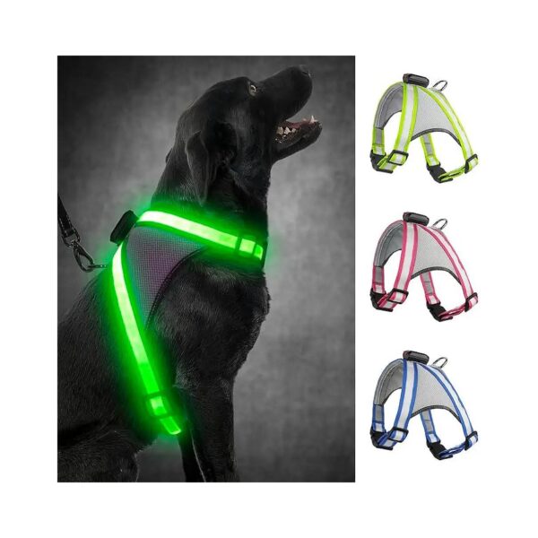 LED USB Rechargeable Dog Harness Vest for Nighttime Walking Safety