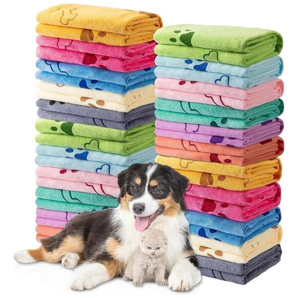 Large Absorbent Microfiber Dog Towels for Small, Medium, and Large Breeds, Cats, and Pets