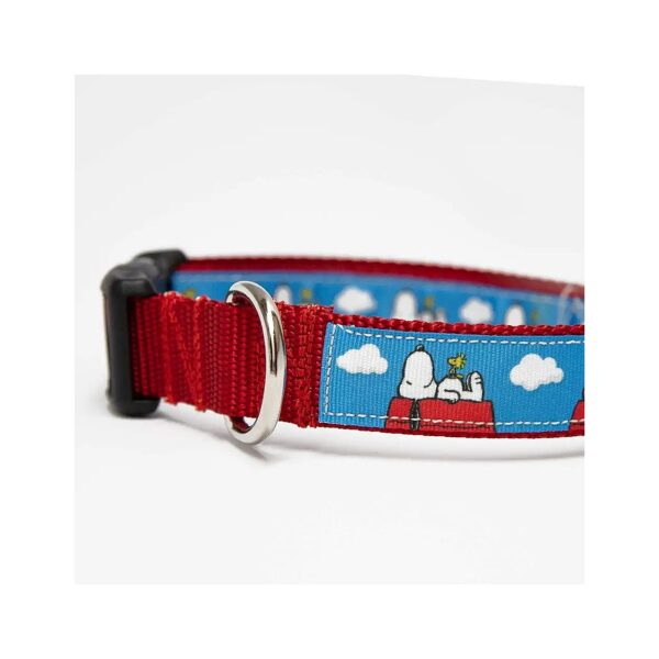 Large Adjustable 1 Inch Wide Dog Collar with Snoopy and Woodstock Designs