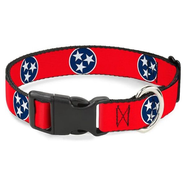 Large Adjustable Red White Blue Tennessee Flag Collar with Nylon and Plastics