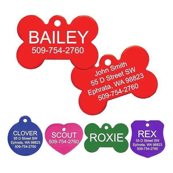 Large Aluminum Pet Tags with Customizable Engraving for Active Pets