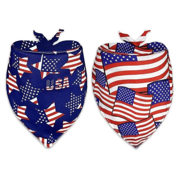 Large American Stars and Stripes Holiday Bandana for Dogs and Cats