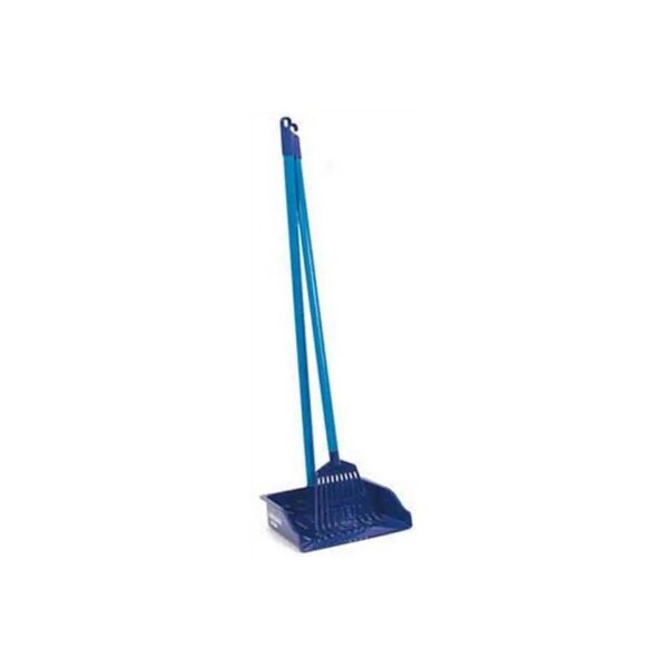 Large Blue Dog Waste Pan and Rake Combo for Easy Cleaning and Assembly