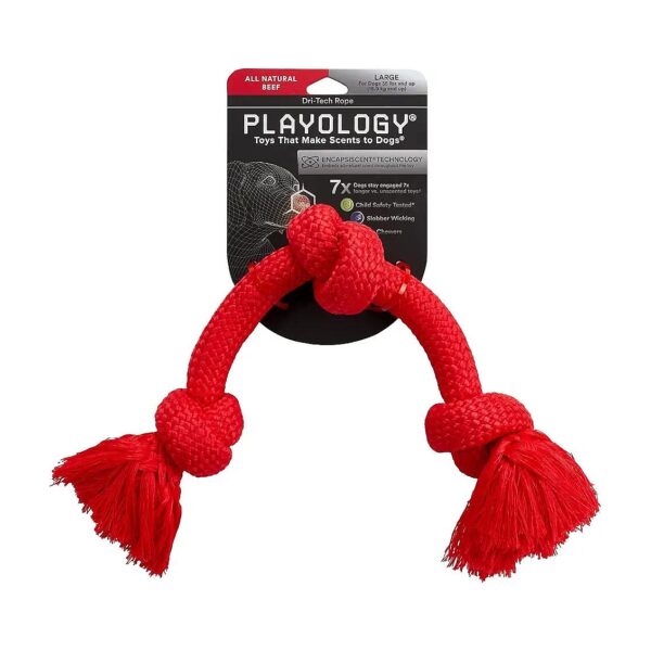 Large Breed Dog Toy with Beef Scent and Dri-Tech Rope for Heavy Chewers