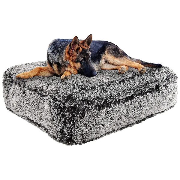 Large Breed Pet Bed with Long Lasting Durable Plush Faux Fur and Water-Resistant Pillows