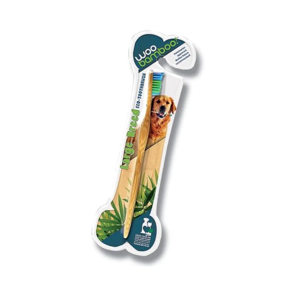 Large Breed Pet Toothbrush Made from Real Bamboo with Soft, Gentle Bristles