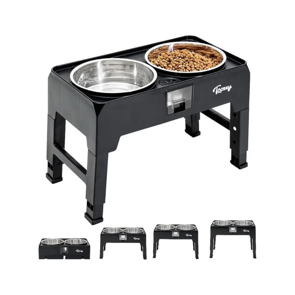 Large Capacity Dog Food Bowls with Adjustable Height, Anti-Slip Feet, and Catchment