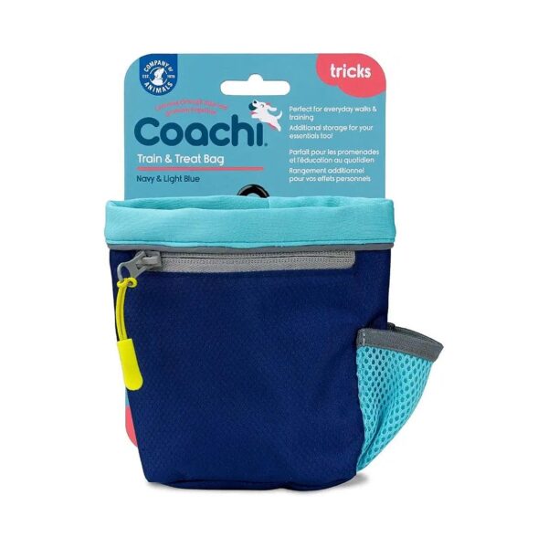 Large Capacity Navy and Light Blue Nylon Waist Pack for Dog Training and Walking Supplies