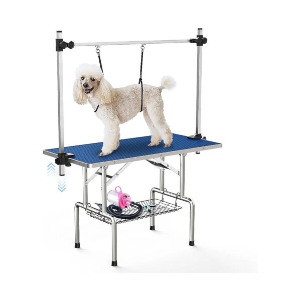 Large Capacity Pet Grooming Table for All Size Dogs with Adjustable Arm and Mesh Tray