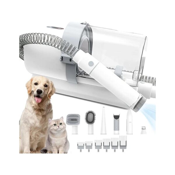 Large Capacity Pet Grooming Vacuum with 7 Tools and Pet Clipper for Home Use