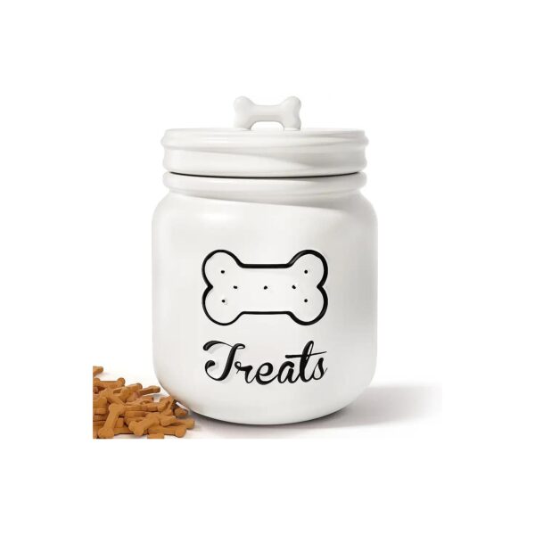 Large Ceramic Pet Treat Container with Secured Airtight Lid for Kitchen Counter