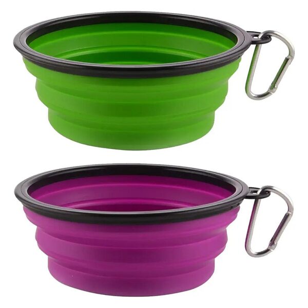 Large Collapsible Dog Bowls for Travel Water Food Dishes with Carabiner Clip