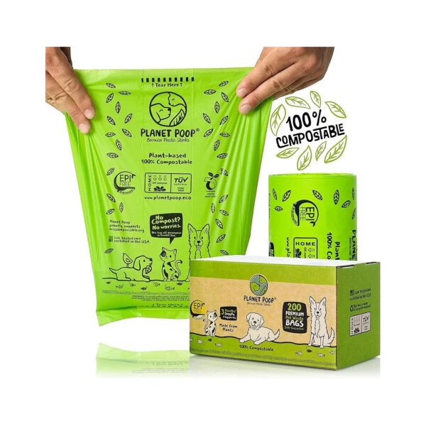 Large Compostable Dog Poop Bags - Leakproof, Un-Scented, and Plant-Based