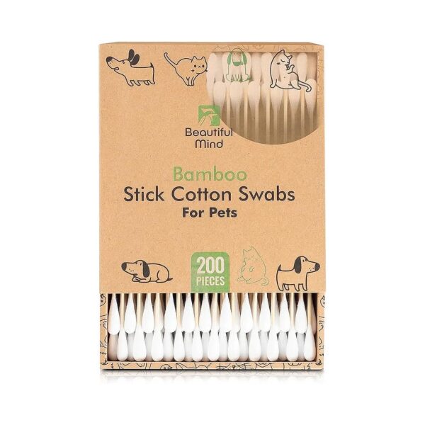 Large Cotton Tips with Double-Tipped Bamboo Sticks for Pet Ear Hygiene