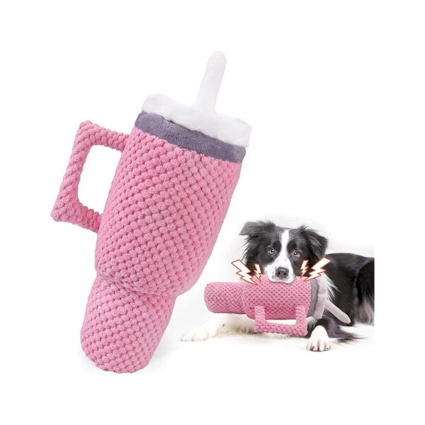 Large Cup-shaped Squeaky Dog Toys for Aggressive Chewers with Safety-hinged Design