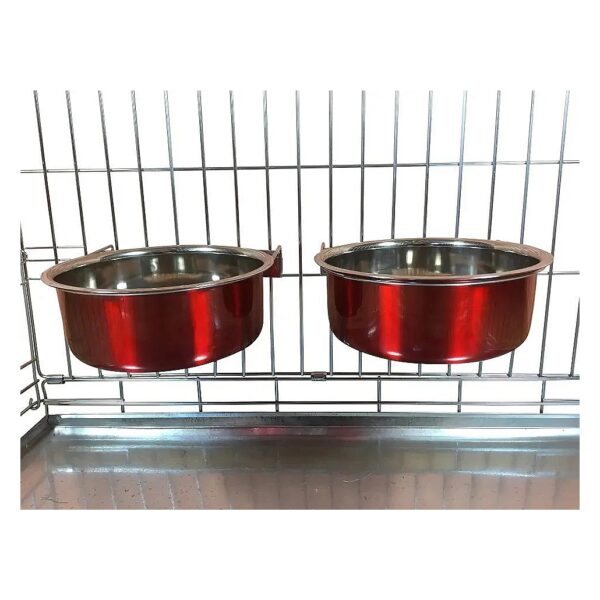 Large Diameter Red Dog Bowls for Crate or Pen Made of Stainless Steel