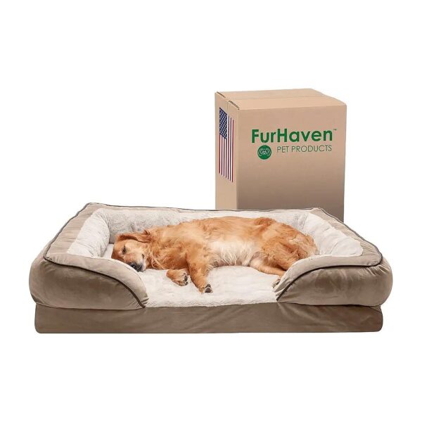 Large Dog Bed with Plush Faux Fur and Velvet Waves for Maximum Comfort