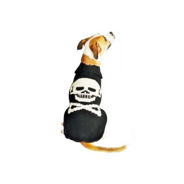 Large Dog Black Skull Sweater Made from 100% Wool, X-Large Fit