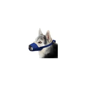 Large Dog Blue Muzzle Quick Release Buckle Polyester Plastic Fleece Nylon