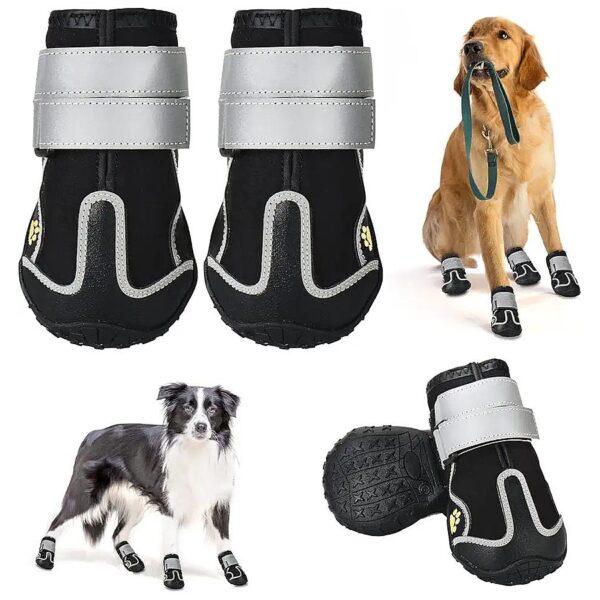 Large Dog Boots with Anti-Slip Sole and Reflective Strip for Safe Outdoor Walking