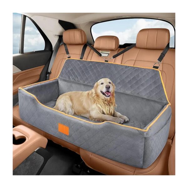 Large Dog Car Seat with Thick Cushion for Back Seat Travel Gray