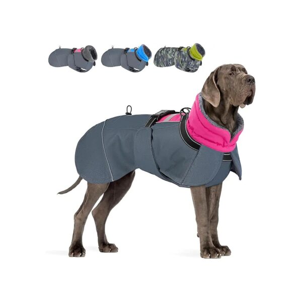 Large Dog Coats with Reflective Trim and 3-Layer Fleece Lining for Winter Wear