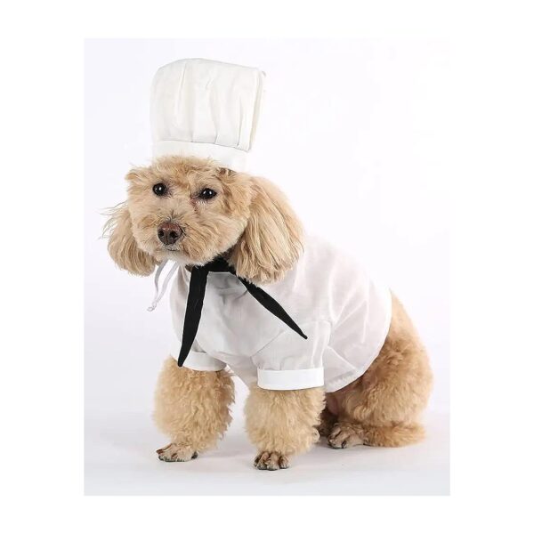 Large Dog Cook Costume Set with Adjustable Hat Rope and Velcro Closure