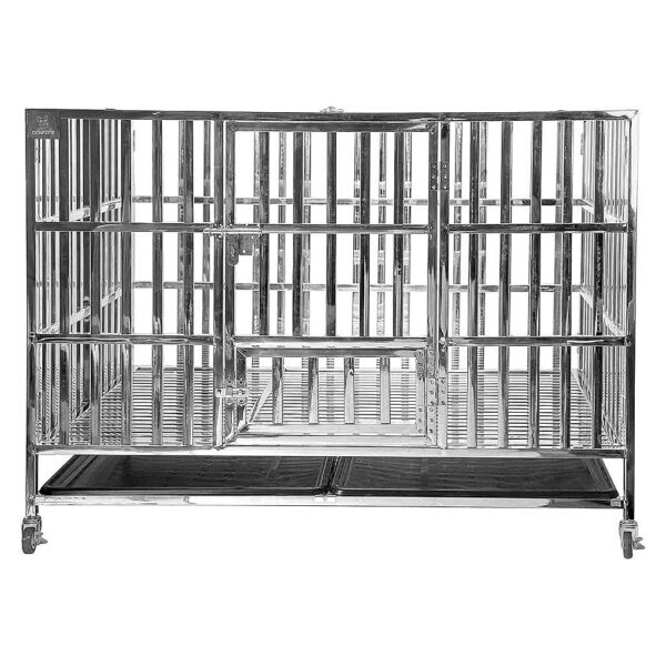 Large Dog Crate and Playpen Made of Heavy Duty Stainless Steel for Indoor and Outdoor Use